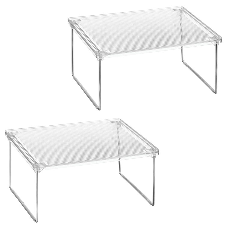mDesign Metal Kitchen Stacking Storage Organizer, 2 Pack, Clear